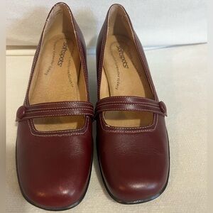 Softspots Women's Deep Red Leather Mary Jane’s